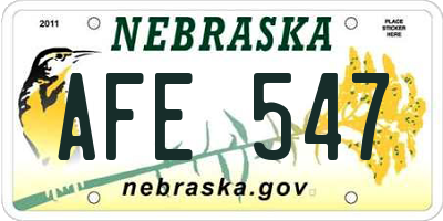 NE license plate AFE547