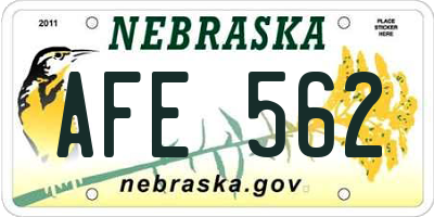 NE license plate AFE562