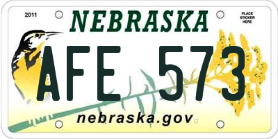 NE license plate AFE573