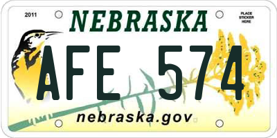 NE license plate AFE574