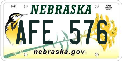 NE license plate AFE576