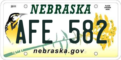 NE license plate AFE582