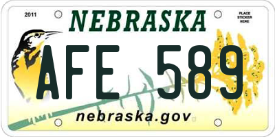 NE license plate AFE589