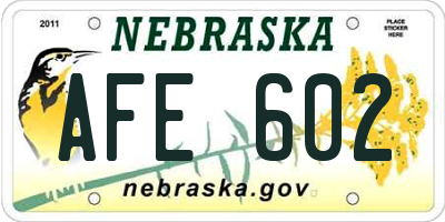 NE license plate AFE602