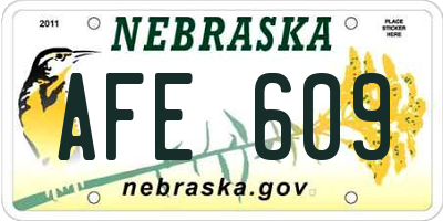 NE license plate AFE609
