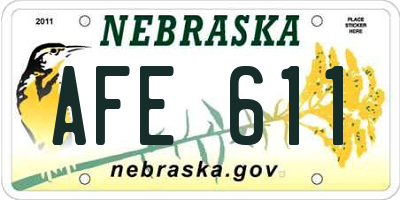 NE license plate AFE611