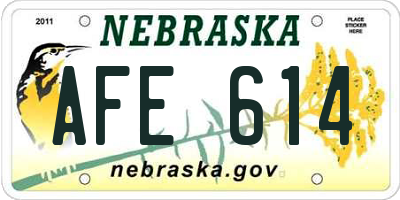 NE license plate AFE614