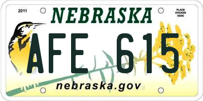 NE license plate AFE615