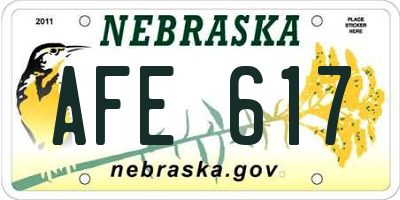 NE license plate AFE617