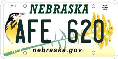 NE license plate AFE620