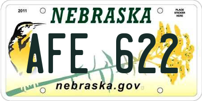 NE license plate AFE622