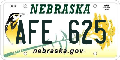 NE license plate AFE625