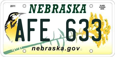 NE license plate AFE633