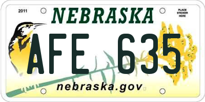 NE license plate AFE635