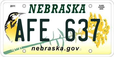 NE license plate AFE637