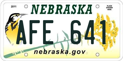 NE license plate AFE641