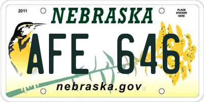 NE license plate AFE646