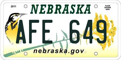 NE license plate AFE649