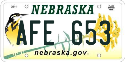 NE license plate AFE653
