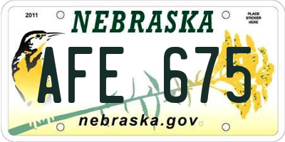 NE license plate AFE675