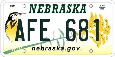 NE license plate AFE681