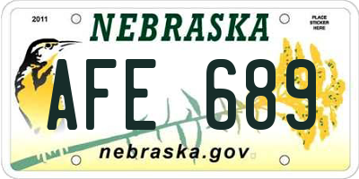 NE license plate AFE689