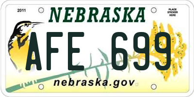 NE license plate AFE699