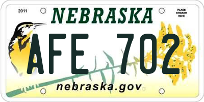 NE license plate AFE702