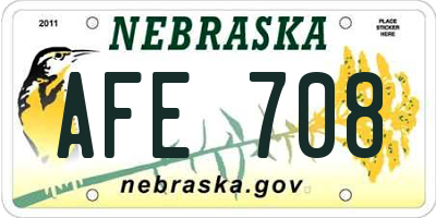 NE license plate AFE708