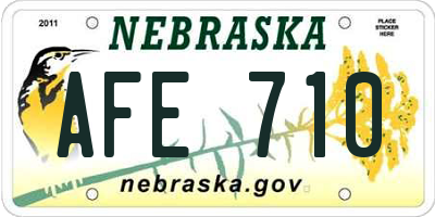 NE license plate AFE710