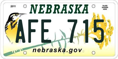 NE license plate AFE715