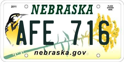 NE license plate AFE716