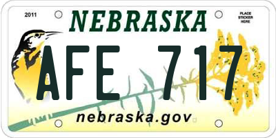 NE license plate AFE717