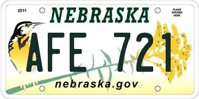 NE license plate AFE721