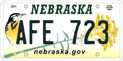 NE license plate AFE723