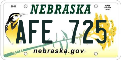 NE license plate AFE725