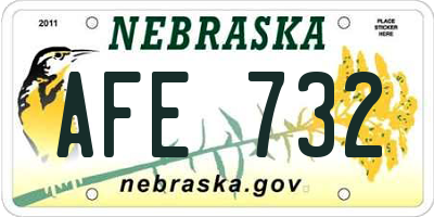 NE license plate AFE732
