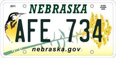 NE license plate AFE734