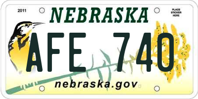 NE license plate AFE740