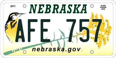 NE license plate AFE757