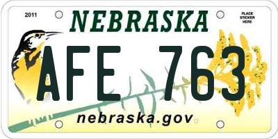 NE license plate AFE763
