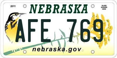 NE license plate AFE769