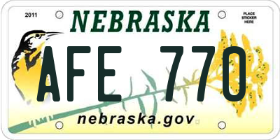 NE license plate AFE770