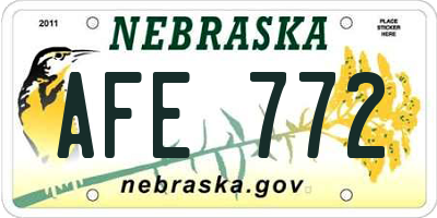 NE license plate AFE772