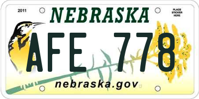 NE license plate AFE778