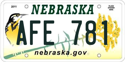 NE license plate AFE781