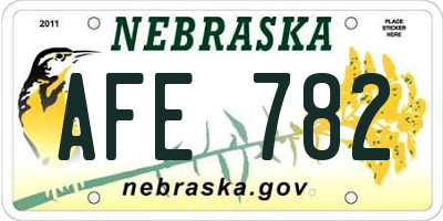 NE license plate AFE782