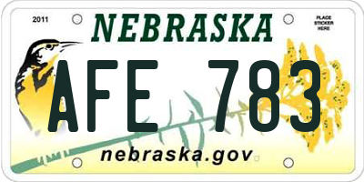 NE license plate AFE783