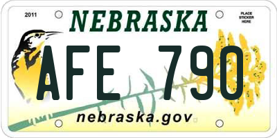 NE license plate AFE790