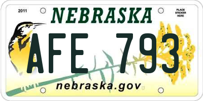 NE license plate AFE793
